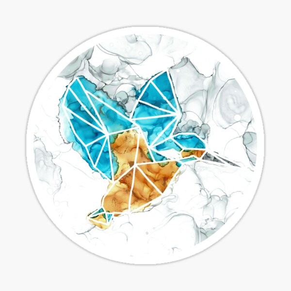 Alcohol ink geometric kingfisher round Sticker