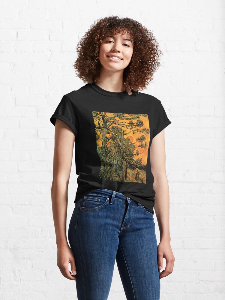 Alternate view of 'Pine Trees Against A Red Sky with a Setting Sun' by Vincent Van Gogh (Reproduction) Classic T-Shirt