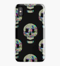 Colorful skulls on black background - seamless pattern. iPhone Case