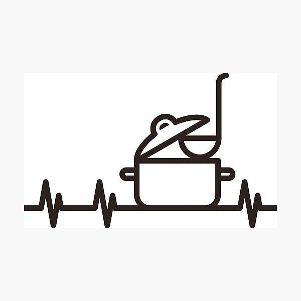 Item preview, Cooking pot and heartbeat symbol designed and sold by nikolae.