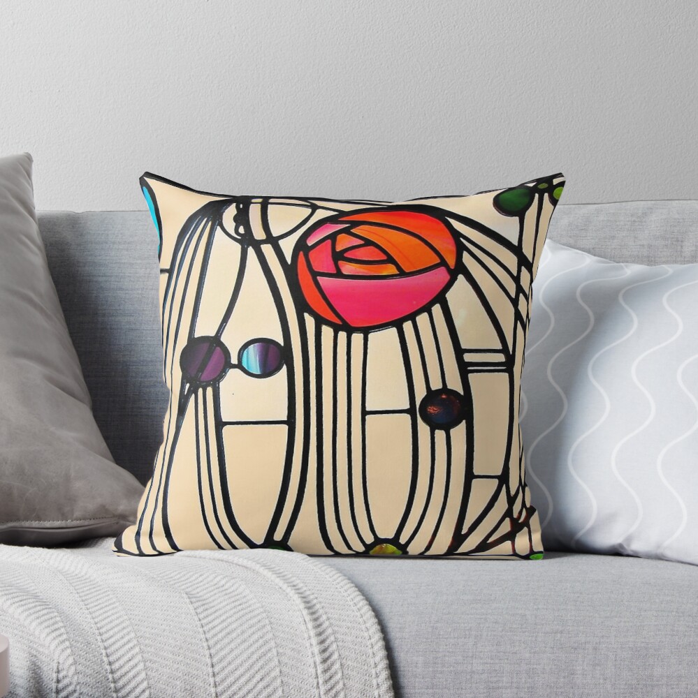 "Charles Rennie Mackintosh Floral Window Design" Throw Pillow for Sale ...