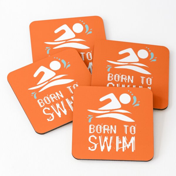 Item preview, Calling all wild open water swimming, winter bathers. Born to swim fun design for swimmer lovers. Tangerine orange designed and sold by Caroline Laursen.