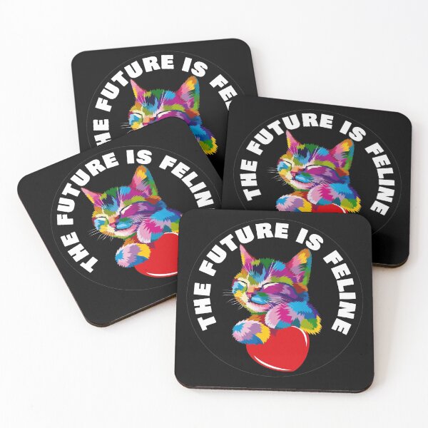 Item preview, The Future Is Feline - Rainbow Geometric Kitten Love - White designed and sold by NoMatterLab.