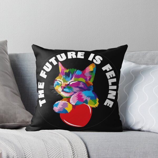 Item preview, The Future Is Feline - Rainbow Geometric Kitten Love - White designed and sold by NoMatterLab.