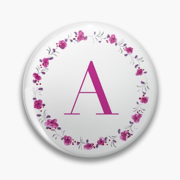 Item preview, Letter A monogram with fuchsia colored flowers and leaves designed and sold by Createlikeamom.