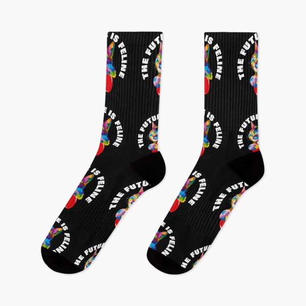 Item preview, The Future Is Feline - Rainbow Geometric Kitten Love - White designed and sold by NoMatterLab.
