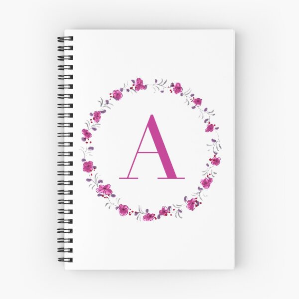 Item preview, Letter A monogram with fuchsia colored flowers and leaves designed and sold by Createlikeamom.
