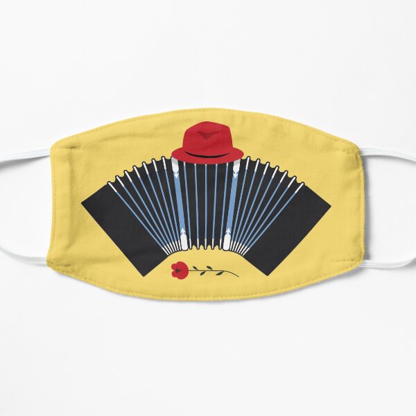 Argentine Tango Bandoneon, Fedora and Rose Art Flat Mask