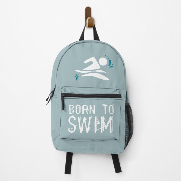 Item preview, Calling all wild open water swimming, winter bathers.  Born to swim fun design for swimmer lovers. Aqua sea blue designed and sold by Caroline Laursen.