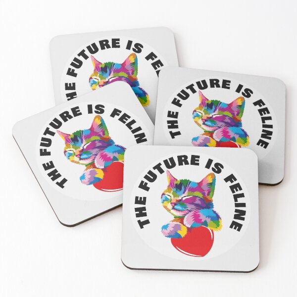Item preview, The Future Is Feline - Rainbow Geometric Kitten Love - Black designed and sold by NoMatterLab.