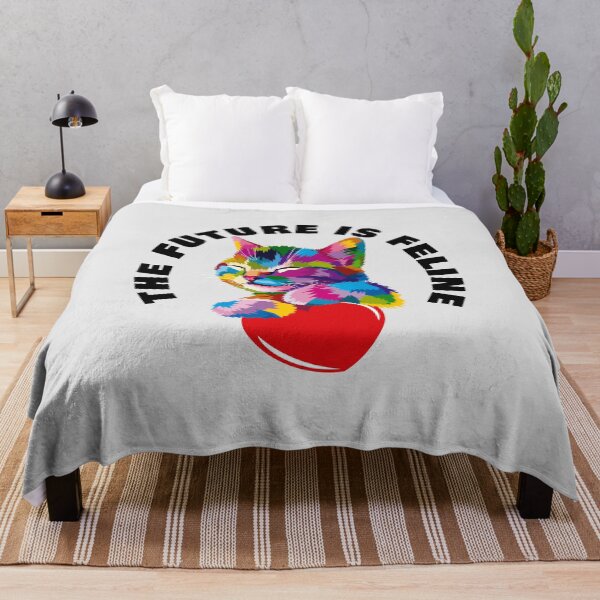 Item preview, The Future Is Feline - Rainbow Geometric Kitten Love - Black designed and sold by NoMatterLab.