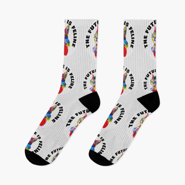 Item preview, The Future Is Feline - Rainbow Geometric Kitten Love - Black designed and sold by NoMatterLab.