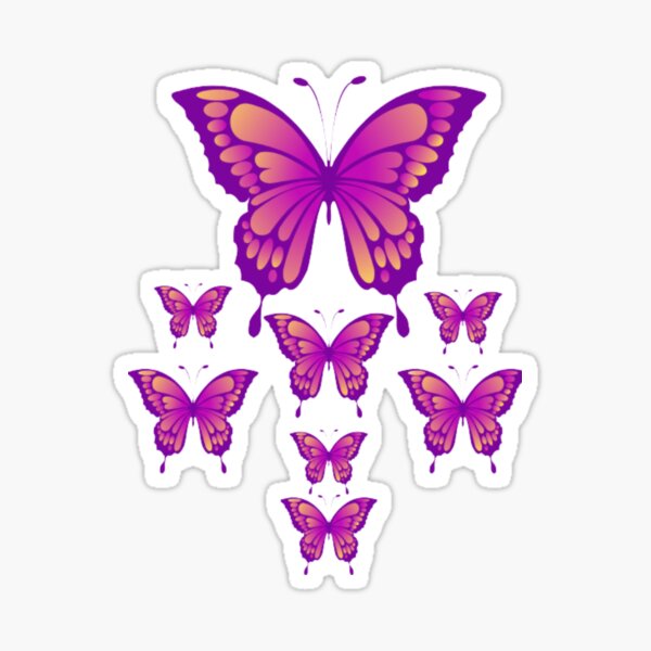 Purple Butterfly Emoji Sticker For Sale By Topcolors Redbubble