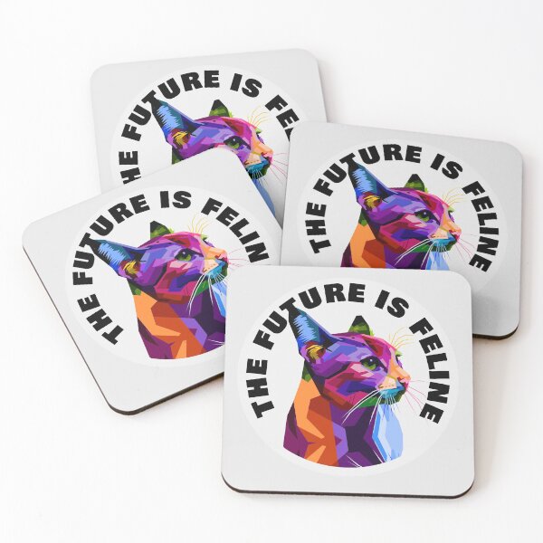 Item preview, The Future Is Feline - Rainbow Geometric Moggy Adult Cat - Black designed and sold by NoMatterLab.