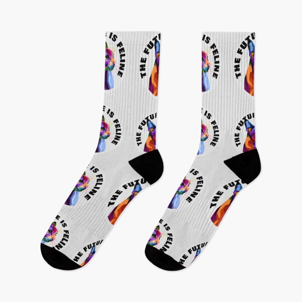 Item preview, The Future Is Feline - Rainbow Geometric Moggy Adult Cat - Black designed and sold by NoMatterLab.