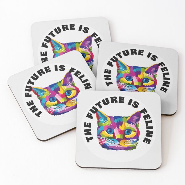 Item preview, The Future Is Feline - Rainbow Geometric Moggy Pussy Cat - Black designed and sold by NoMatterLab.