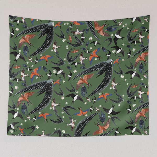 Item preview, Swallows and swift pattern green version designed and sold by belettelepink.