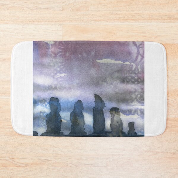 Item preview, Moai statues at Aho Tangoriki at sunset on Easter Island, Chile.  Easter Island Moai artwork designed and sold by rfoxphoto.
