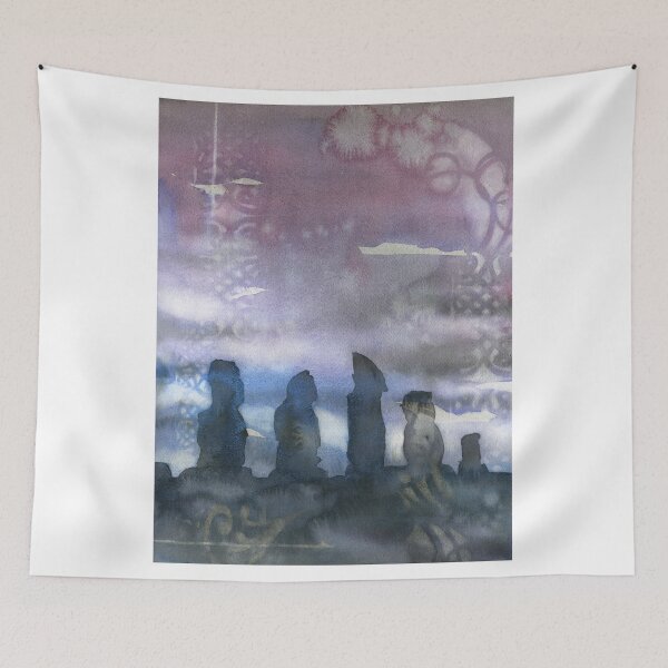 Item preview, Moai statues at Aho Tangoriki at sunset on Easter Island, Chile.  Easter Island Moai artwork designed and sold by rfoxphoto.