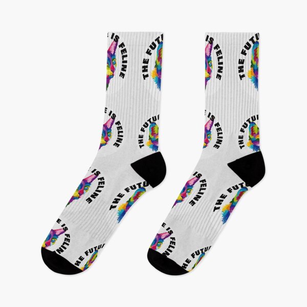 Item preview, The Future Is Feline - Rainbow Geometric Street Tom Cat - Black designed and sold by NoMatterLab.