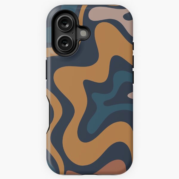 Item preview, Retro Liquid Swirl Abstract Pattern in Blue Ochre designed and sold by kierkegaard.