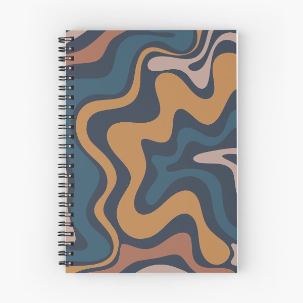Artikelvorschau, Retro Liquid Swirl Abstraktes Muster in blauem Ocker entworfen und verkauft von kierkegaard.