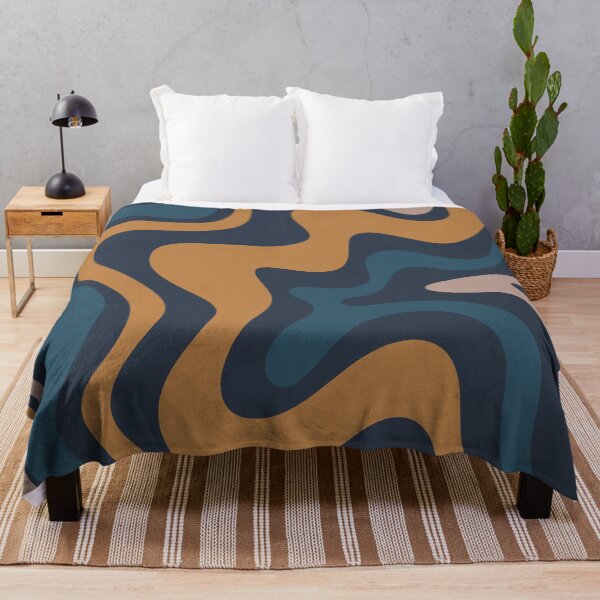 Item preview, Retro Liquid Swirl Abstract Pattern in Blue Ochre designed and sold by kierkegaard.