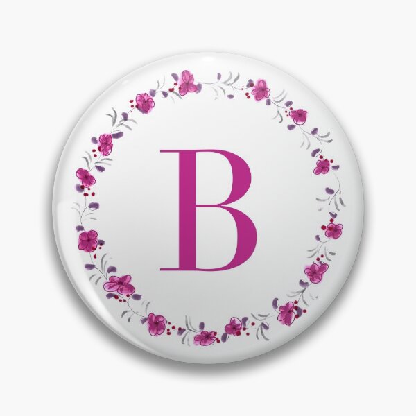 Item preview, Letter B monogram with fuchsia colored flowers and leaves designed and sold by Createlikeamom.