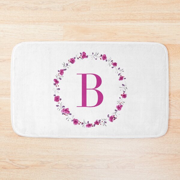 Item preview, Letter B monogram with fuchsia colored flowers and leaves designed and sold by Createlikeamom.