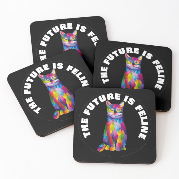 Item preview, The Future Is Feline - Rainbow Geometric Old Tom Cat - White designed and sold by NoMatterLab.