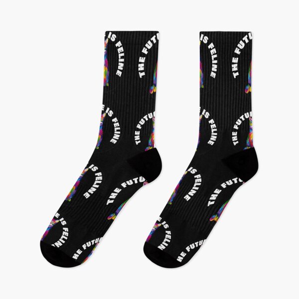 Item preview, The Future Is Feline - Rainbow Geometric Old Tom Cat - White designed and sold by NoMatterLab.