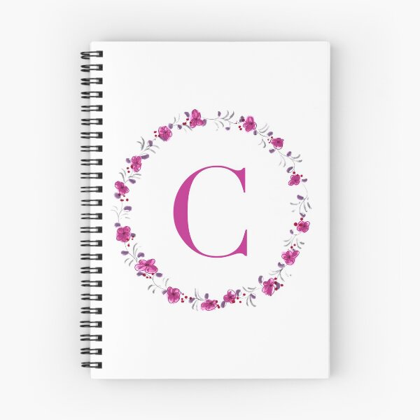Item preview, Letter C monogram with fuchsia colored flowers and leaves designed and sold by Createlikeamom.