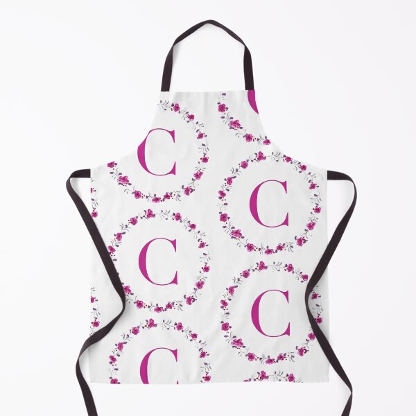Item preview, Letter C monogram with fuchsia colored flowers and leaves designed and sold by Createlikeamom.