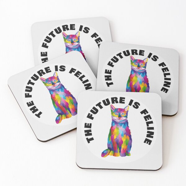 Item preview, The Future Is Feline - Rainbow Geometric Old Tom Cat - Black designed and sold by NoMatterLab.