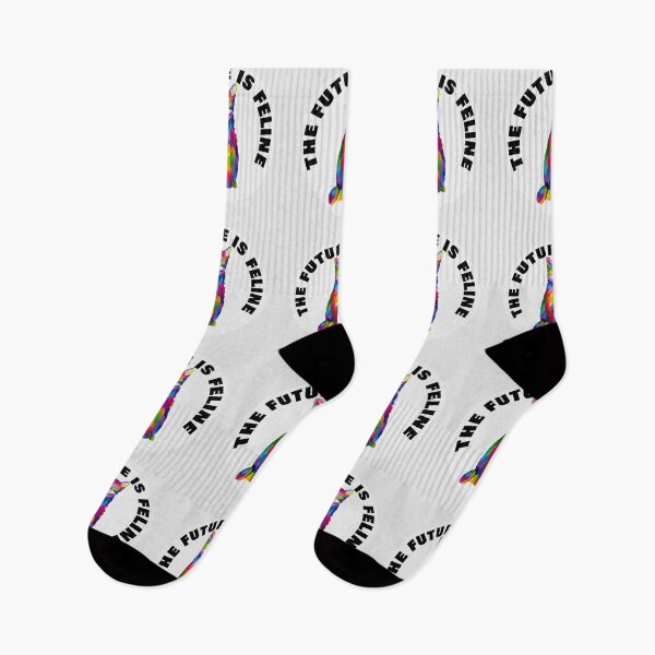 Item preview, The Future Is Feline - Rainbow Geometric Old Tom Cat - Black designed and sold by NoMatterLab.
