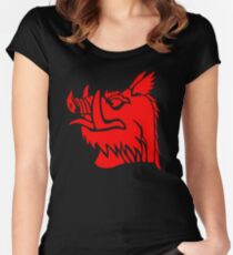 Camiseta entallada de cuello ancho Jabalí negro