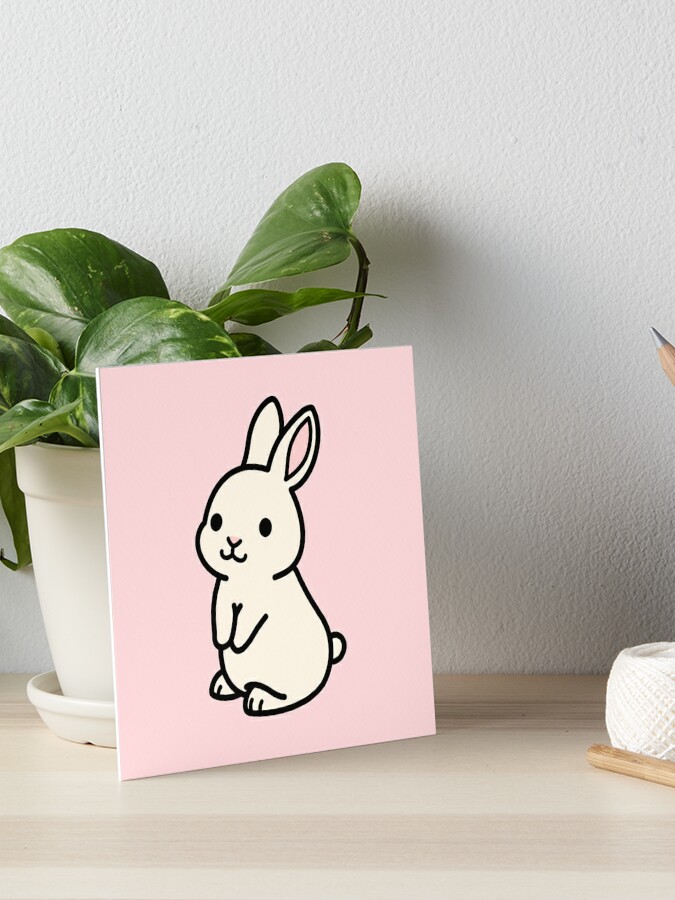 White Bunny Art Board Print for Sale by littlemandyart