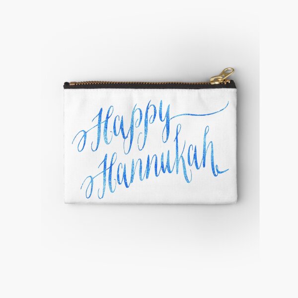 Item preview, Happy Hannukah Blue Faux Foil Metallic Glitter Quote Isolated on White Background designed and sold by SilverSpiral.