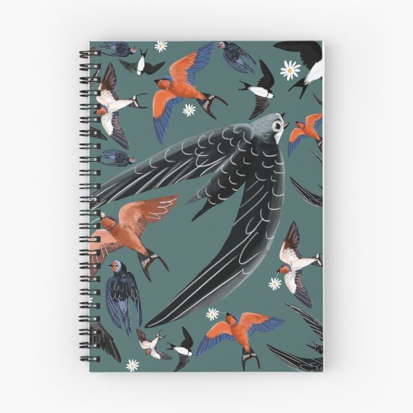 Item preview, Swallows and swift pattern teal version designed and sold by belettelepink.