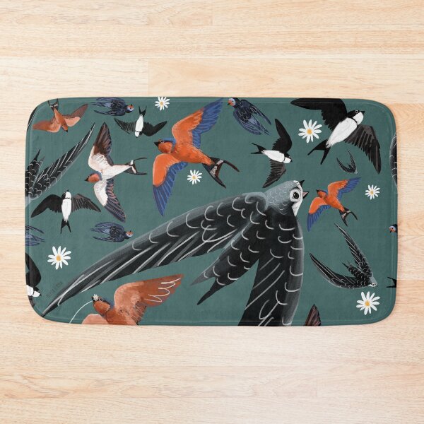 Item preview, Swallows and swift pattern teal version designed and sold by belettelepink.