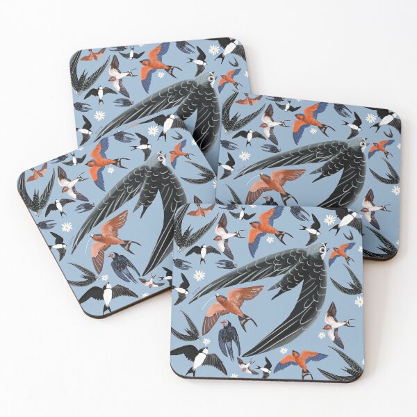 Item preview, Swallows and swift pattern baby blue version designed and sold by belettelepink.