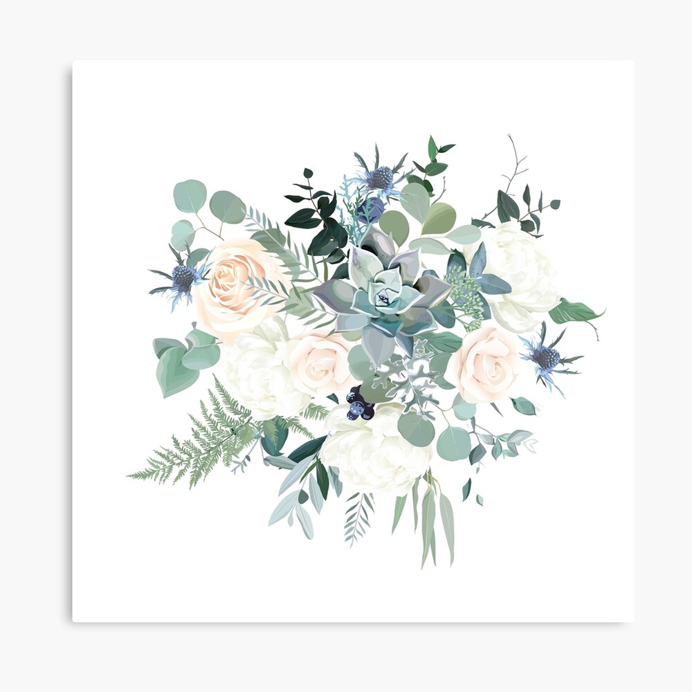 Watercolor Flowers Clipart Dusty Blue Pink Blush Dusty Rose 