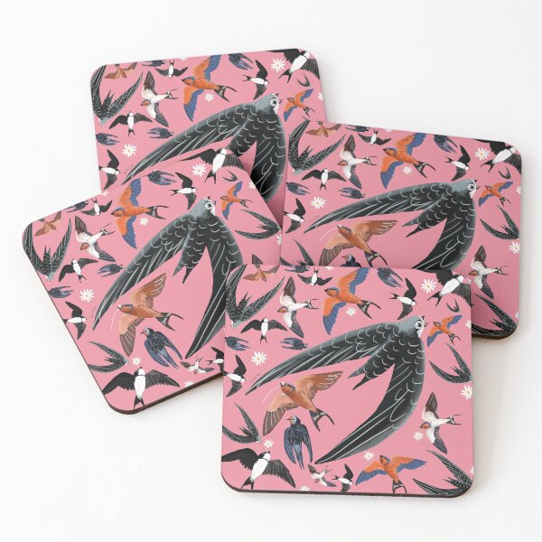 Item preview, Swallows and swift pattern pink version designed and sold by belettelepink.