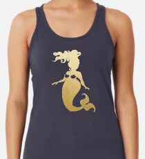 Mermaid Curves in Gold Racerback Tank Top