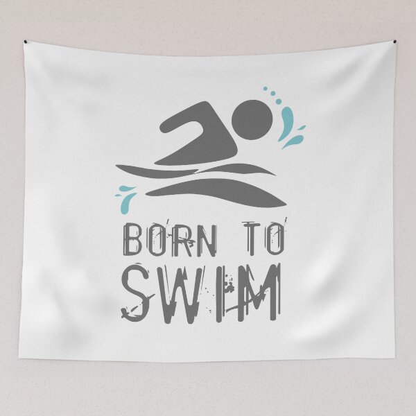 Item preview, Calling all wild open water swimming, winter bathers.  Born to swim fun design for swimmer lovers. White designed and sold by Caroline Laursen.