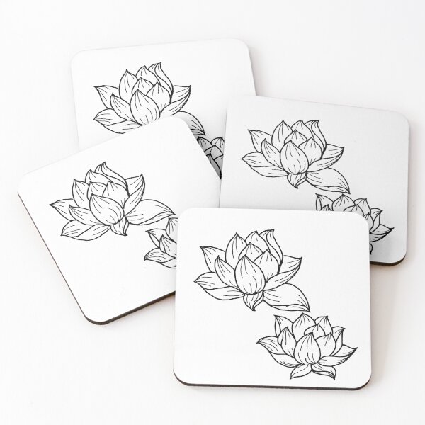 Item preview, Two beautiful black and white lotus flowers line art designed and sold by adesignworld.
