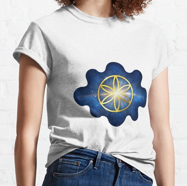 Golden Sacred Flower Mandala Classic T-Shirt