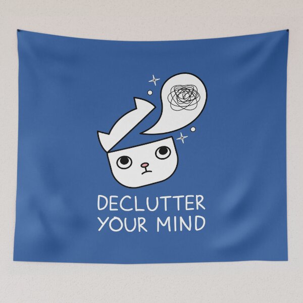 Item preview, Declutter Your Mind. White Cat designed and sold by TashaVector.
