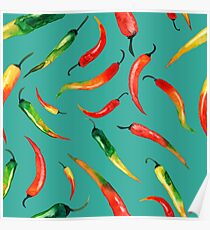 - Chilli pattern (turquoise) - Poster