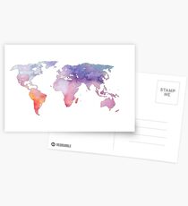 Aquarell Weltkarte Postkarten